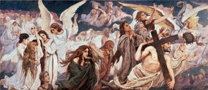 Devant le Paradis (Parte gauche) - Antes del paraíso (parte izquierda) - Pintura de Viktor Mikhaylovich Vasnetsov (1848-1926), óleo sobre lienzo de Victor Mikhailovich Vasnetsov