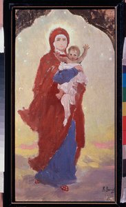 La Virgen y el Niño (Virgin and Child) - Pintura de Viktor Mikhaylovich Vasnetsov (1848-1926), óleo sobre lienzo de Victor Mikhailovich Vasnetsov