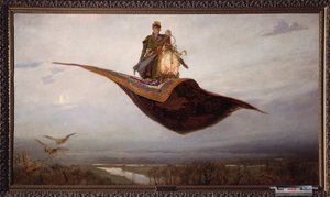 Montando una alfombra voladora - Pintura de Viktor Mikhaylovich Vasnetsov (1848-1926), óleo sobre lienzo