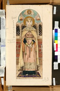 Retrato de Eudoxia Dimitrievna de Suzdal (fallecida hacia 1407) (estudio para un fresco en la Catedral de San Vladimir en Kyiv) - Obra de Viktor Mikhaylovich Vasnetsov (1848-1926) de Victor Mikhailovich Vasnetsov
