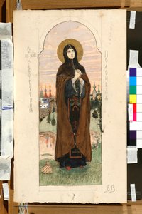 Retrato de Euphrosyne de Polotsk (Eufrasinnia, Efrasinnia) (1110-1173) (estudio para un fresco en la Catedral de San Vladimir en Kyiv) - Obra de Viktor Mikhaylovich Vasnetsov (1848-1926) de Victor Mikhailovich Vasnetsov
