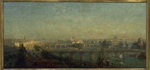 París desde el este: vista tomada desde los tejados del Louvre en 1856 (pintura) de Victor Navlet