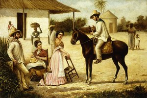 Familia de campesinos en la puerta del granero, ca.1880 de Victor Patricio Landaluce