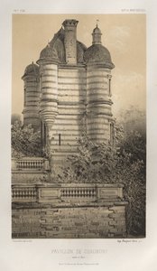 Arquitectura Pintoresca o Monumentos del Siglo XV. y XVI. Siglos: Castillos de Francia de los Siglos XV y XVI: Pl. 76, Pavillon De Chaumont (Saône et Loire) de Victor Petit