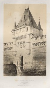 Arquitectura Pintoresca o Monumentos del Siglo XV. y XVI. Siglos: Castillos de Francia de los Siglos XV y XVI: Pl. 80, Porte Notre-Dame en Sens según dibujos antiguos (Yonne)