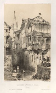 Arquitectura Pintoresca o Monumentos del Siglo XV. y XVI. Siglos: Castillos de Francia de los Siglos XV y XVI: Pl. 10, Casas Viejas en Tulle (Correze) de Victor Petit
