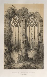 Arquitectura Pintoresca o Monumentos del Siglo XV. y XVI. Siglos: Castillos De Francia De Los Siglos XV Y XVI: Pl. 38, Ruinas De La Iglesia De St. Aubert (Haute-Marne) de Victor Petit