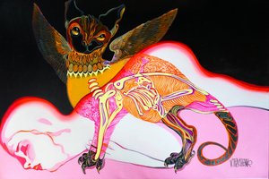 Un sueño surrealista con una criatura murciélago de Victor Tkachenko