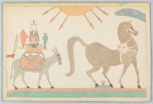El caballo y el asno, ilustración para las fábulas de Esopo