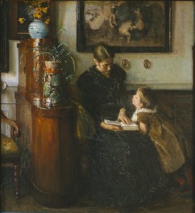 Madre leyendo. Esposa e hijo del artista de Viggo Johansen