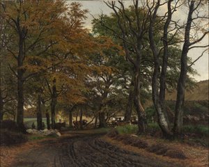 Un camino bajo árboles viejos de Viggo Pedersen