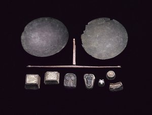 Barra de equilibrio para una balanza, de un entierro en barco vikingo en Kiloran Bay, Colonsay, Argyll, 875-925 d.C. de Viking Viking