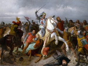 Batalla de Crécy el 26 de agosto de 1346 - Juan I de Luxemburgo, llamado el Ciego (1296-1346), rey de Bohemia de Viktor Barvitius