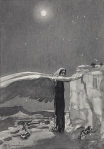 Ilustración del poema El Demonio de Mikhail Lermontov, 1913-1914 de Viktor Dmitrievich Zamiraylo