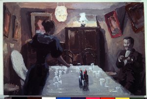 "Visitantes en espera" (Visitantes en espera) Acuarela y gouache de Viktor (Victor) Elpidiforovich Borisov-Musatov (Borisov Musatov) (1870-1905) (simbolismo) 1894 Galería Estatal Tretyakov, Moscú, Rusia
