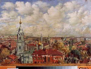 Moscou (Rusia) - Pintura de Viktor Jakovlevich Yakovlev (1844-?), huile sur toile, art russe de Viktor Jakovlevich Yakovlev