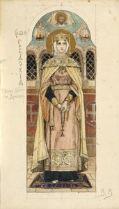 Eudoxia de Moscú, estudio para frescos en la Catedral de San Vladimiro de Kiev, 1884-1889 de Viktor Mikhaylovich Vasnetsov