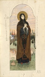 Santa Eufrosina de Polatsk Estudio para frescos en la Catedral de San Vladimiro de Kiev, 1884-1889 de Viktor Mikhaylovich Vasnetsov