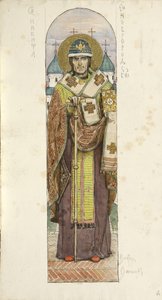San Nikita, Obispo de Novgorod Estudio para frescos en la Catedral de San Vladimiro de Kiev, 1884-1889 de Viktor Mikhaylovich Vasnetsov