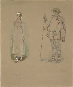 Doncella de nieve y Lel. Diseño de vestuario para la ópera Doncella de nieve de N. Rimsky-Korsakov, 1885