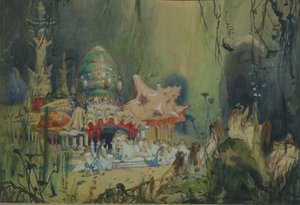 Reino submarino. Diseño de escenario para la ópera Rusalka de A. Dargomyzhsky de Viktor Mikhaylovich Vasnetsov