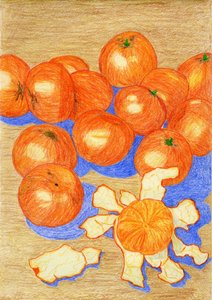 Naturaleza muerta con naranjas frescas de Viktoriia Saunina