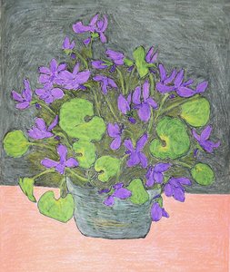 Violetas moradas en maceta de Viktoriia Saunina