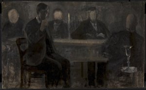 Cinco retratos. Estudio para pintura en Thielska Galleriet, Estocolmo de Vilhelm Hammershøi