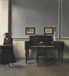Ida en un Interior con Piano de Vilhelm Hammershøi