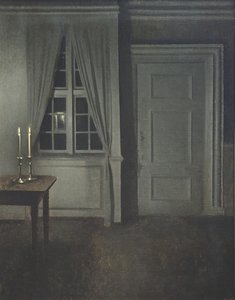 Interior con dos velas de Vilhelm Hammershøi