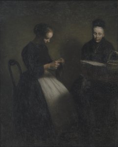Tarde en el salón. La madre y la esposa del artista