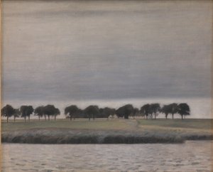Estudio preliminar para "Lluvia de sol. Lago Gentofte" de Vilhelm Hammershøi