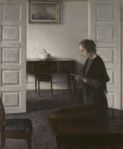 Interior con una dama leyendo de Vilhelm Hammershoi
