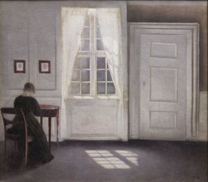 Viviendo en Strand Street con sol en el suelo, 1901 de Vilhelm Hammershoi