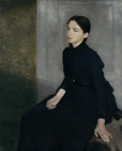 Retrato de una mujer joven, La hermana del artista Anna Hammershoi de Vilhelm Hammershoi