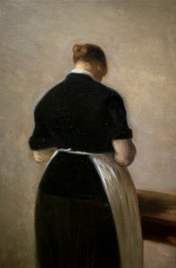 Estudio de una mujer de pie, vista trasera de Vilhelm Hammershoi