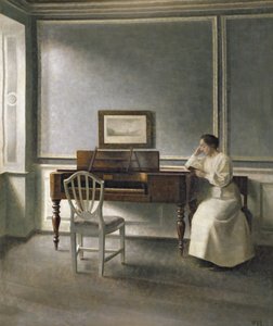 Mujer Leyendo junto a un Piano, 1907 de Vilhelm Hammershoi