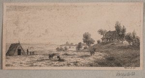 Paisaje con una casa de campo y una cabaña de Vilhelm Kyhn