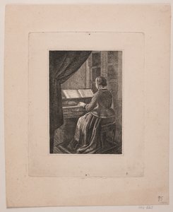 Retrato de la esposa del pintor tocando el piano