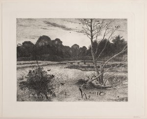 Puesta de sol en un bosque de Vilhelm Kyhn