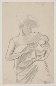 La esposa del artista con la hija recién nacida Dorte de Vilhelm Lundstrøm