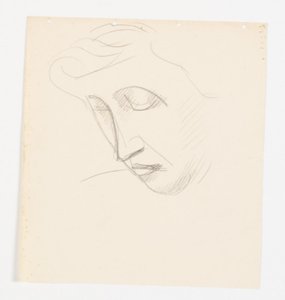 Retrato de mujer en tres cuartos de perfil, inclinada hacia la izquierda de Vilhelm Lundstrøm