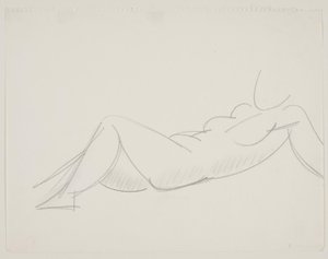 Modelo femenina acostada, piernas hacia la izquierda de Vilhelm Lundstrøm