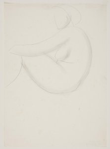 Modelo femenino sentado, visto de lado. Estudio para mosaico en la piscina de Frederiksberg de Vilhelm Lundstrøm