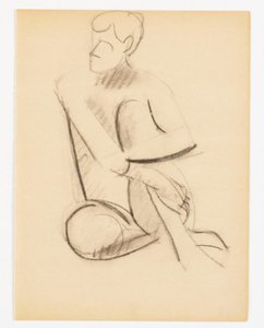Modelo masculino sentado. Un boceto ligero, tal vez contre-épreuve del mismo modelo en la misma posición en el reverso de Vilhelm Lundstrøm