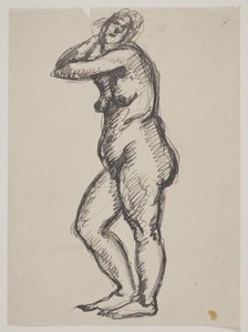 Modelo femenina de pie mirando a la izquierda de Vilhelm Lundstrøm