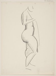 Mujer desnuda de pie, perfil a la derecha, con un drapeado en la mano de Vilhelm Lundstrøm