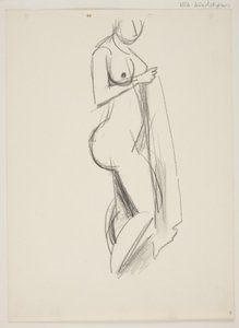 Mujer desnuda de pie, perfil derecho, con drapeado en la mano de Vilhelm Lundstrøm