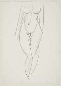 Mujer desnuda de pie vista de frente