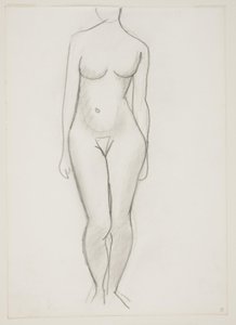 Mujer desnuda de pie vista de frente